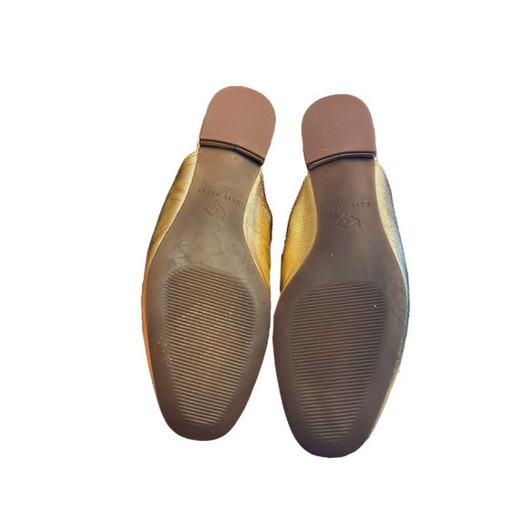 Katy Perry THE RUE Gold Mules Slides Size 6 Party Fun Artsy 3D Modern Glam Face - Picture 9 of 13